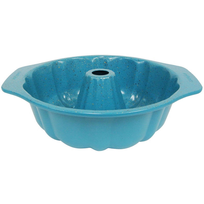 casaWare Fluted Cake Pan 9.5-inch (10-Cup) Ceramic Coated NonStick (Blue Granite) - Image 2